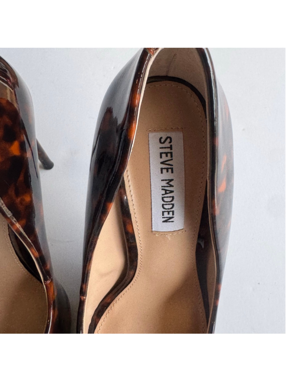 Steve Madden Valanal Tortoiseshell Patent Pointed Toe D’Orsay Stiletto Heels 5.5 - Picture 5 of 11